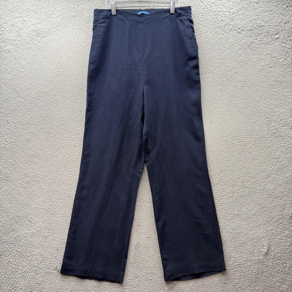 J. McLaughlin Linen Lyocell Blend Blue Wide Leg Pants Casual Carrer Size 6